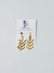 Botanical Earrings- gold and white